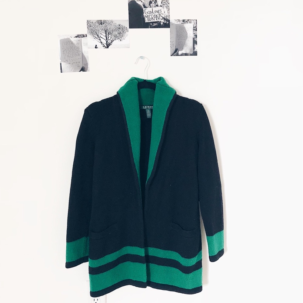 Ralph Lauren Green Black Cardigan